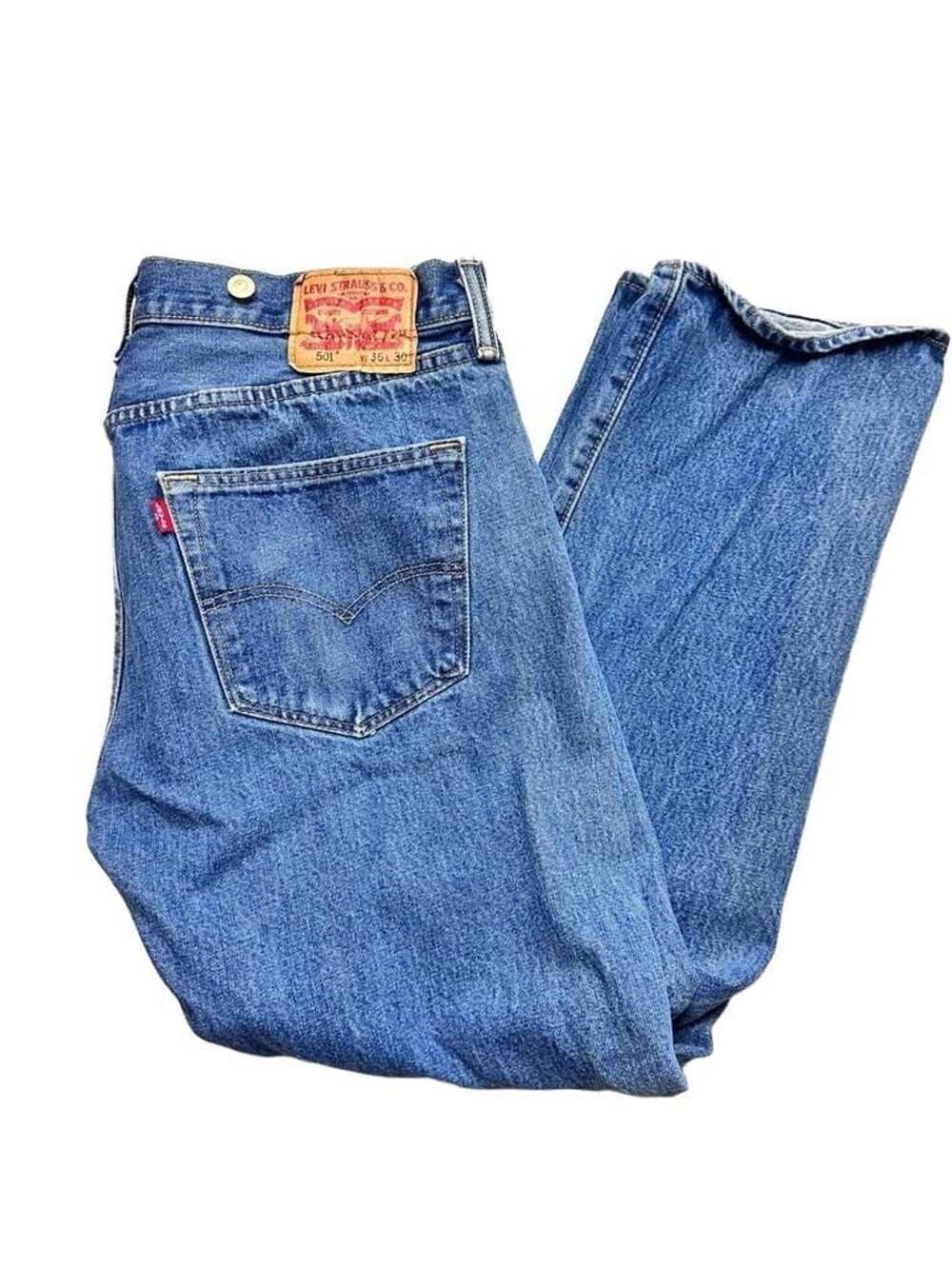 Levi's 501 Size 36x30 Medium Wash Denim Straight Leg Jeans